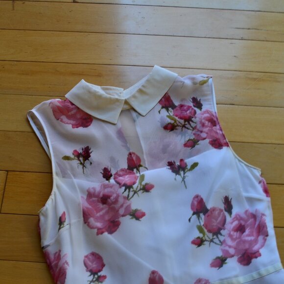 HOBBS Sleeveless Floral Fit & Flare 100% Silk Dress Size US 6 - Picture 2 of 13